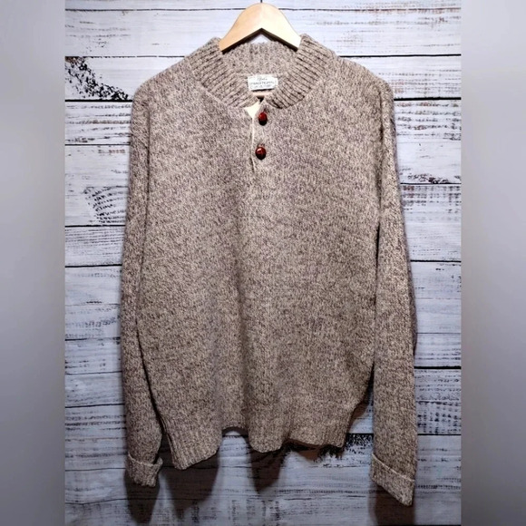 Kline's Traditional Mens‎ Shop Sweater Oat Brown Wool Cozy Warm Winter Granola - Picture 1 of 6